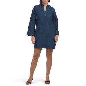 NOUVEAU MOHDE Dark Indigo Denim Mini Dress With Covered Buttons